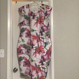 Floral mini dress and coral dress